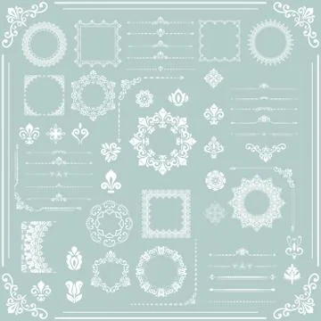 Vintage Set of Vector Horizontal, Square and Round Elements 스톡 일러스트