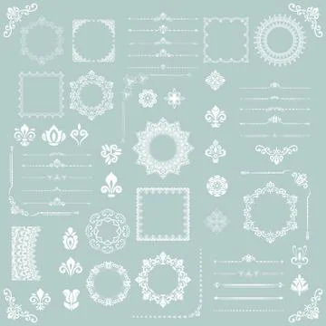 Vintage Set of Vector Horizontal, Square and Round Elements Stock Illustration