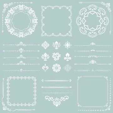 Vintage Set of Vector Horizontal, Square and Round Elements Stock Illustration