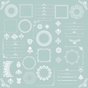 Vintage Set of Vector Horizontal, Square and Round Elements Stock Illustration