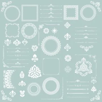 Vintage Set of Vector Horizontal, Square and Round Elements Stock Illustration
