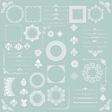 Vintage Set of Vector Horizontal, Square and Round Elements 스톡 일러스트