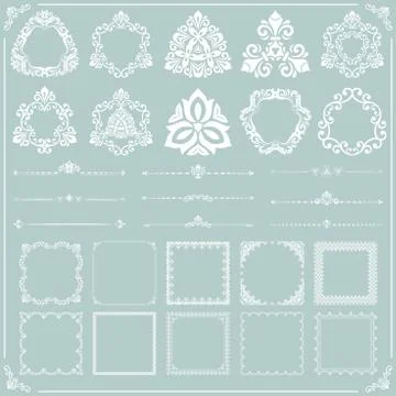 Vintage Set of Vector Horizontal, Square and Round Elements Stock Illustration