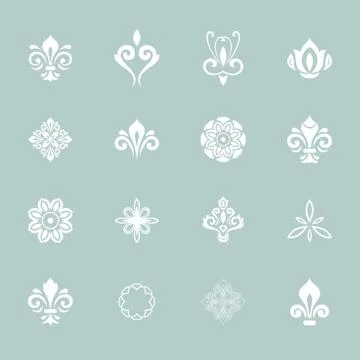 Vintage Set of Vector Horizontal, Square and Round Elements Illustrazione stock