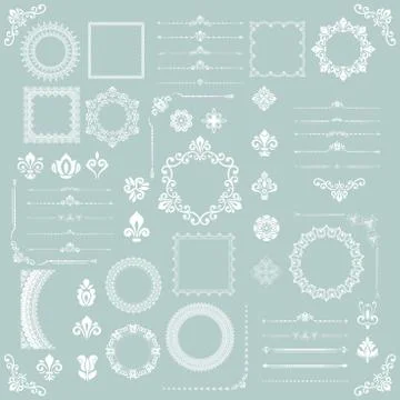 Vintage Set of Vector Horizontal, Square and Round Elements Stock Illustration