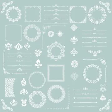 Vintage Set of Vector Horizontal, Square and Round Elements Stock Illustration
