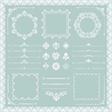 Vintage Set of Vector Horizontal, Square and Round Elements イラスト素材