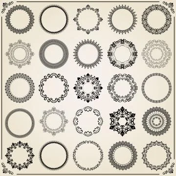 Vintage Set of Vector Round Elements Stock Illustration