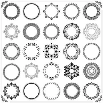 Vintage Set of Vector Round Elements Stock Illustration