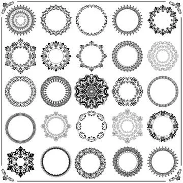 Vintage Set of Vector Round Elements Illustrazione stock