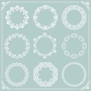 Vintage Set of Vector Round Elements Illustrazione stock