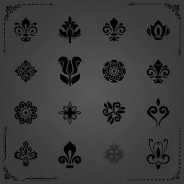 Vintage Set of Vector Round Elements Stock Illustration