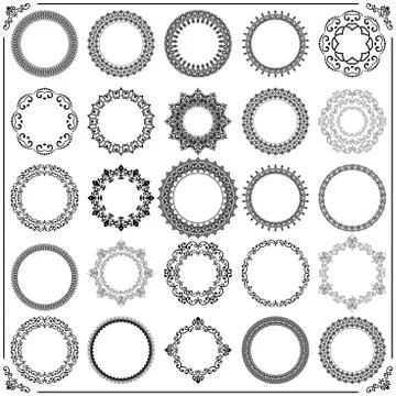 Vintage Set of Vector Round Elements Stock Illustration