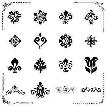 Vintage Set of Vector Round Elements Stock Illustration
