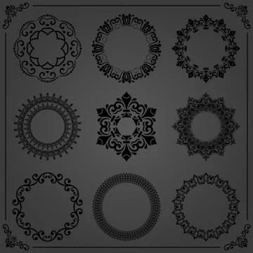 Vintage Set of Vector Round Elements 库存插图