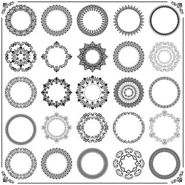 Vintage Set of Vector Round Elements Stock Illustration
