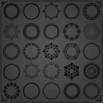 Vintage Set of Vector Round Elements 스톡 일러스트