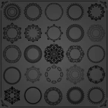 Vintage Set of Vector Round Elements 库存插图