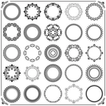 Vintage Set of Vector Round Elements Illustrazione stock