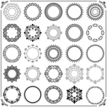 Vintage Set of Vector Round Elements Stock Illustration