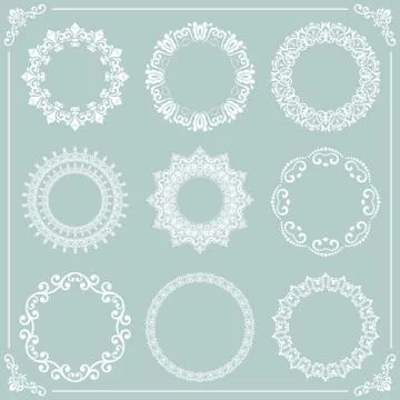 Vintage Set of Vector Round Elements Stock Illustration
