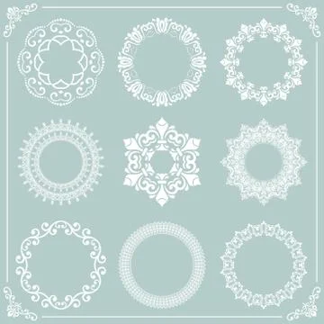 Vintage Set of Vector Round Elements イラスト素材