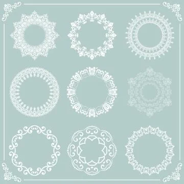 Vintage Set of Vector Round Elements Stock Illustration