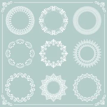 Vintage Set of Vector Round Elements Stock Illustration