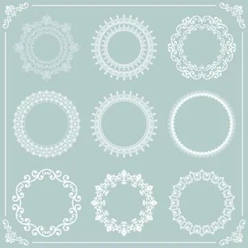 Vintage Set of Vector Round Elements Stock Illustration