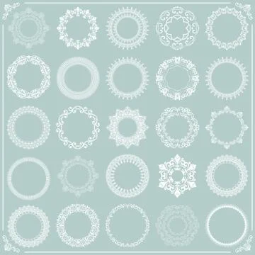 Vintage Set of Vector Round Elements Stock Illustration