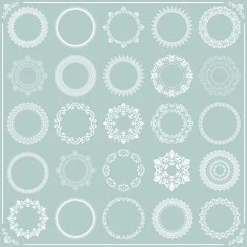 Vintage Set of Vector Round Elements Stock Illustration