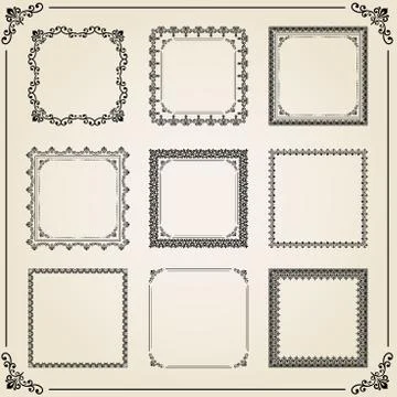 Vintage Set of Vector Square Elements Illustrazione stock