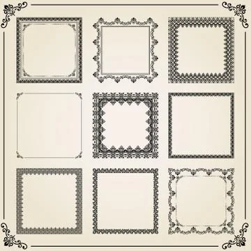 Vintage Set of Vector Square Elements イラスト素材
