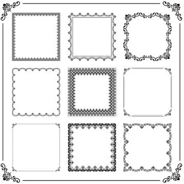 Vintage Set of Vector Square Elements Stock Illustration