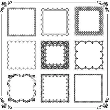 Vintage Set of Vector Square Elements Illustrazione stock