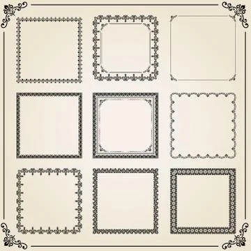 Vintage Set of Vector Square Elements Stock Illustration