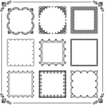 Vintage Set of Vector Square Elements Illustrazione stock