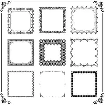Vintage Set of Vector Square Elements Stock Illustration