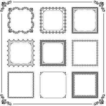 Vintage Set of Vector Square Elements Stock Illustration