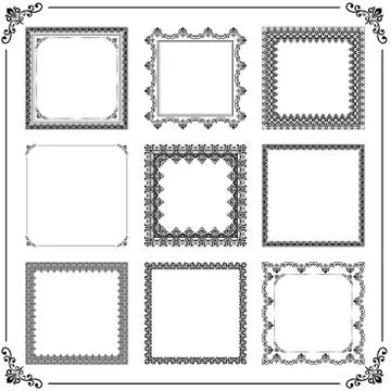 Vintage Set of Vector Square Elements Stock Illustration