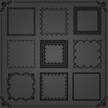 Vintage Set of Vector Square Elements Illustrazione stock