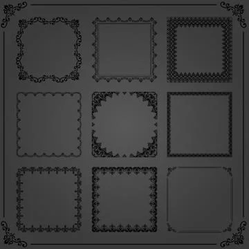 Vintage Set of Vector Square Elements イラスト素材