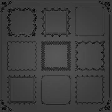 Vintage Set of Vector Square Elements イラスト素材