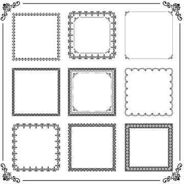 Vintage Set of Vector Square Elements Stock Illustration