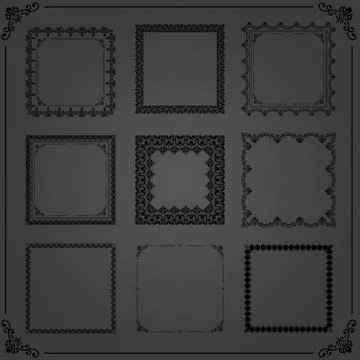 Vintage Set of Vector Square Elements 스톡 일러스트