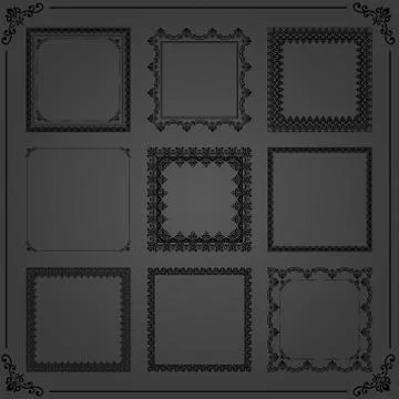 Vintage Set of Vector Square Elements Stock Illustration