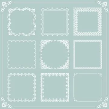 Vintage Set of Vector Square Elements 스톡 일러스트