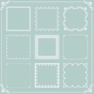 Vintage Set of Vector Square Elements Illustrazione stock