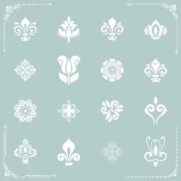 Vintage Set of Vector White Elements イラスト素材