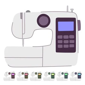 Vintage sew machine vector cartoon graphic Stock Illustration